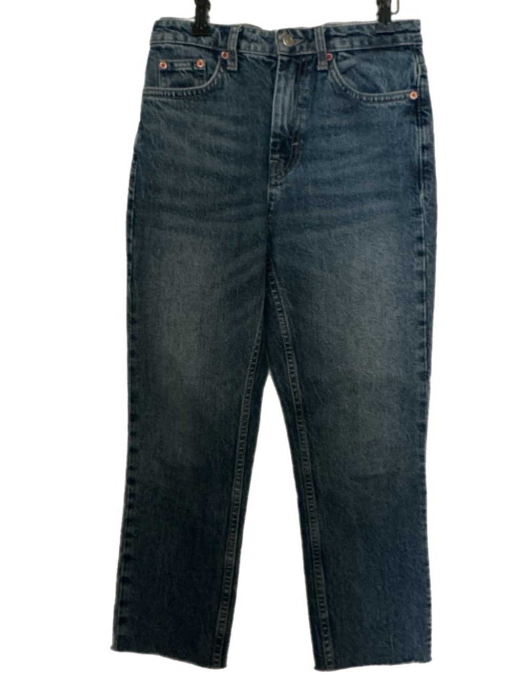 Topshop High Rise Raw Hem Crop Jeans Straight 26